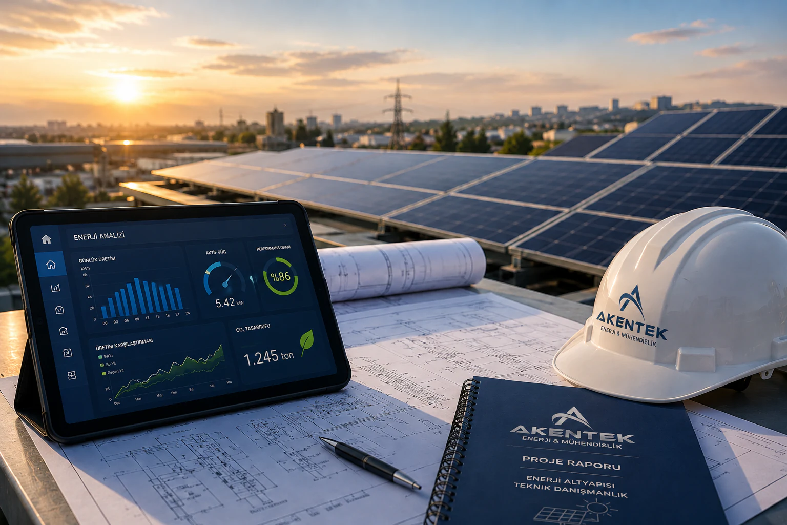 Enerji danışmanlığı, GES fizibilitesi ve teknik yatırım değerlendirme görseli.